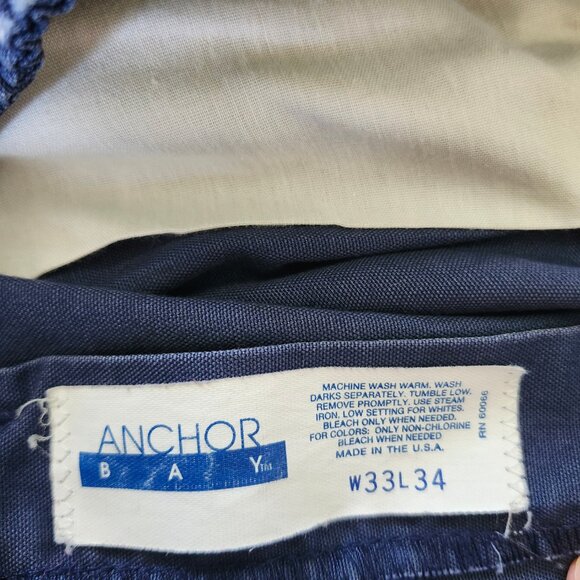 Vintage 90s Anchor Bay Blue Pants Size 33x34 Elastic Waist Made in USA Soft Casu - Picture 5 of 11